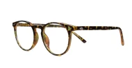 Round computer glasses with silver accents, inner temple wire core and steel hinges