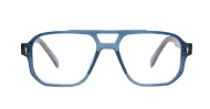 Chunky aviator computer glasses in crystal matte blue with wire-core temples and steel hinges