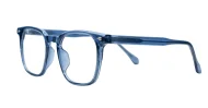Crystal blue light glasses with translucent blue frame and steel hinges