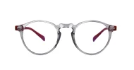 Round anti blue light glasses with silver accents, wire-core temples and steel hinges