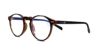 Round anti blue light glasses with silver accents, wire-core temples and steel hinges
