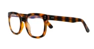 Computer glasses in black and clear gradient or warm tortoise with inner wire temples and steel hinges