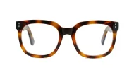 Computer glasses in black and clear gradient or warm tortoise with inner wire temples and steel hinges
