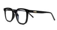 Strong square anti blue light glasses with silver detailing and silver temple pins