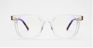 Strong square anti blue light glasses with silver detailing and silver temple pins