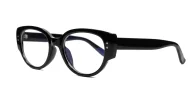 Chunky oval blue blocker glasses with robust steel hinges