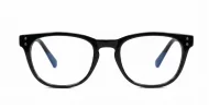 Classic round unisex blue light glasses with silver accents and flexible steel hinges