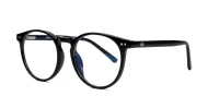 Round computer glasses with silver accents, inner temple wire core and steel hinges