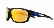  Ironcrest matte black wrap polarised sunglasses coloured mirror lenses mens sport