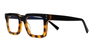 Sleek rectangular blue light glasses with silver detailing and robust steel hinges