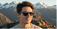 Spike Grey translucent sunglasses with dark grey lenses gold pip detail and inner core wire temples