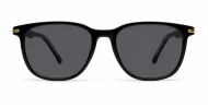 The Canyon unisex round UV400 sunglasses in black with pinstripe, gold accents and grey lenses