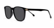 The Canyon unisex round UV400 sunglasses in black with pinstripe, gold accents and grey lenses