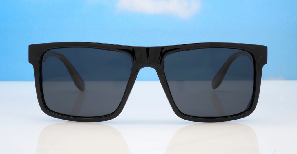Mariner flat top polarised sunglasses textured temples metal detailing super dark lenses