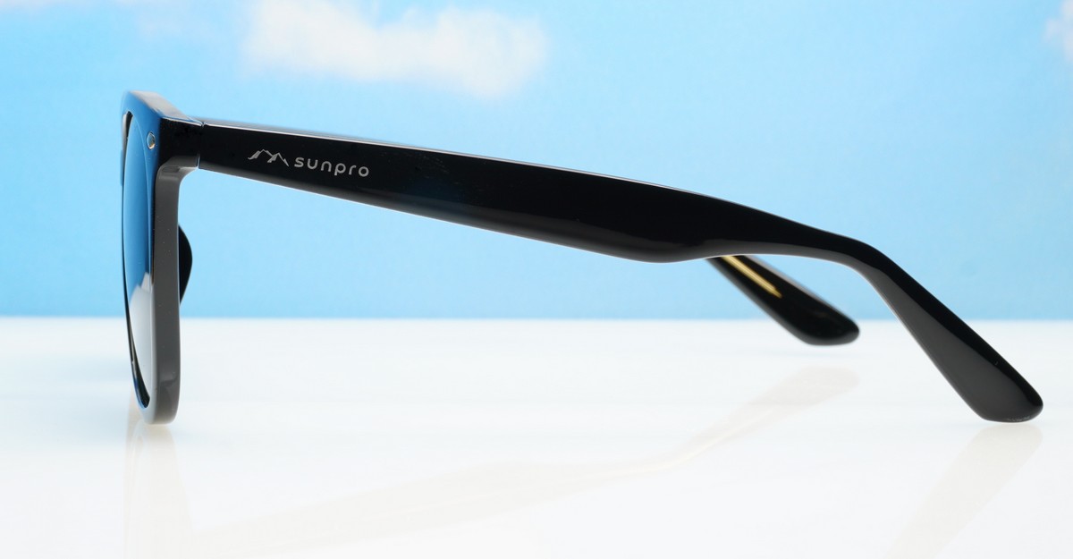 Kiri large round black polarised sunglasses G15 lenses oversized frame