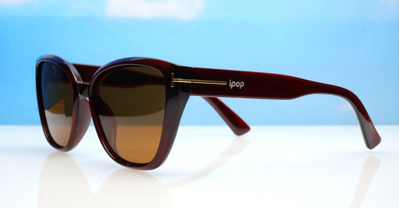 iPOP Juno large polarised cat eye sunglasses for women with gold inlay detail