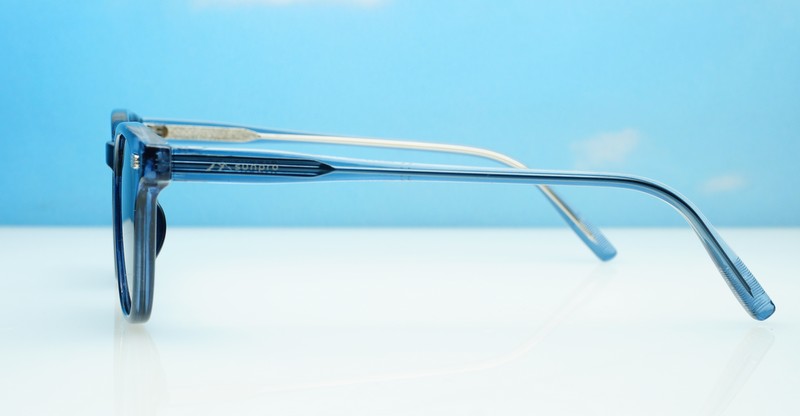 Wilbur Blue small round polarised sunglasses blue frames dark grey smoke lenses