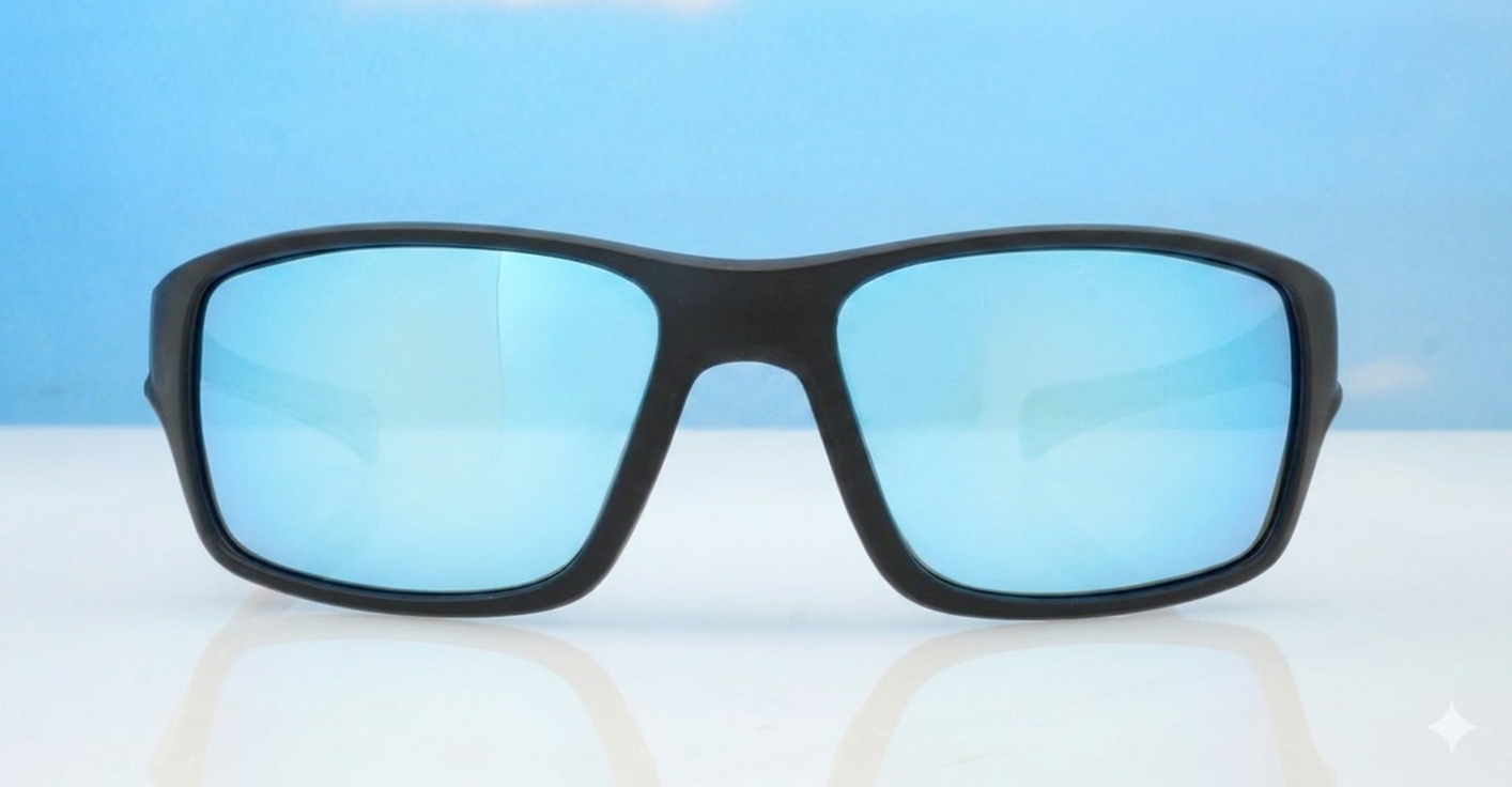 Blackwater Revo matte black sports wrap polarised sunglasses super dark mirror lenses