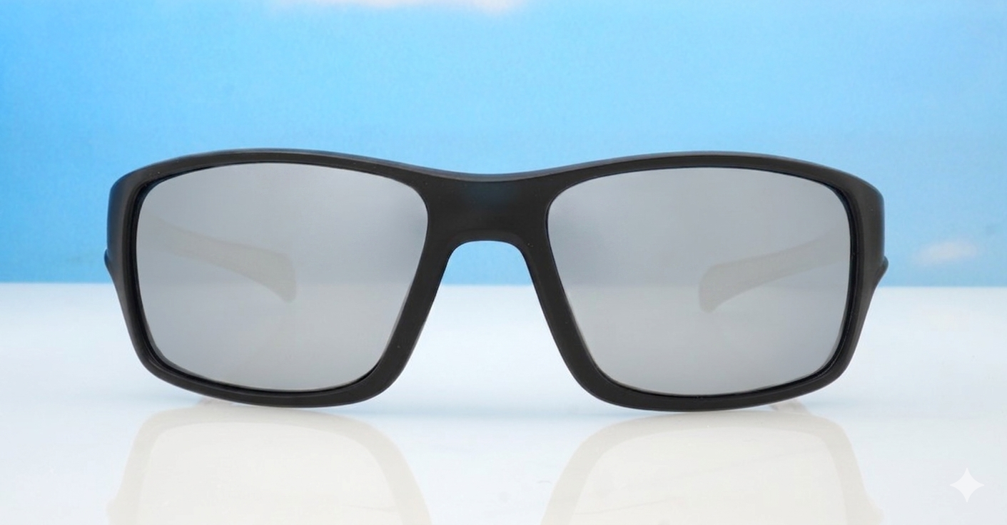 Blackwater Revo matte black sports wrap polarised sunglasses super dark mirror lenses
