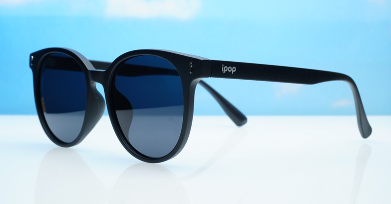iPOP Vesper large round polarised sunnies in [colour] with gold detail and super dark lenses