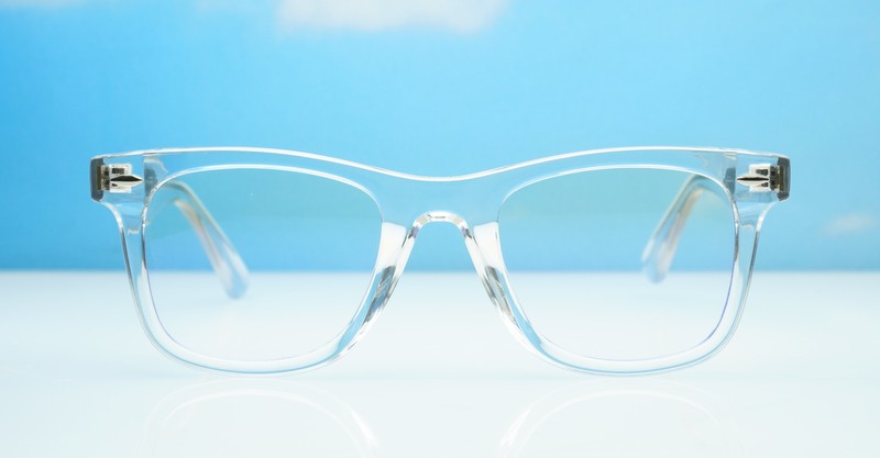 Vintage wayfarer anti blue light glasses with silver pip detailing and wire-core temples