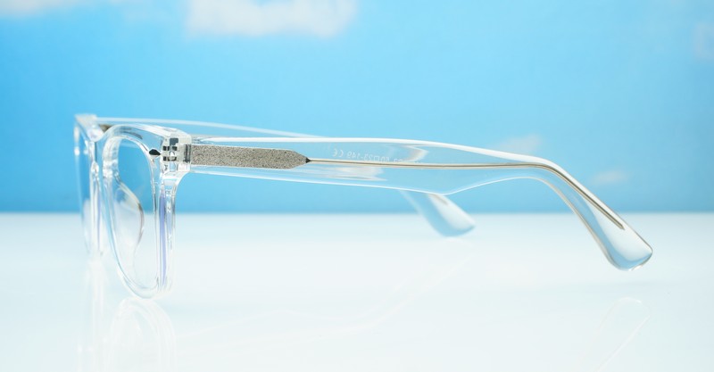 Vintage wayfarer anti blue light glasses with silver pip detailing and wire-core temples