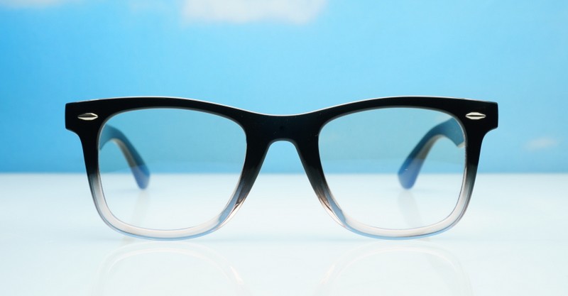 Vintage wayfarer anti blue light glasses with silver pip detailing and wire-core temples