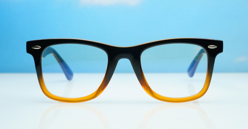 Vintage wayfarer anti blue light glasses with silver pip detailing and wire-core temples