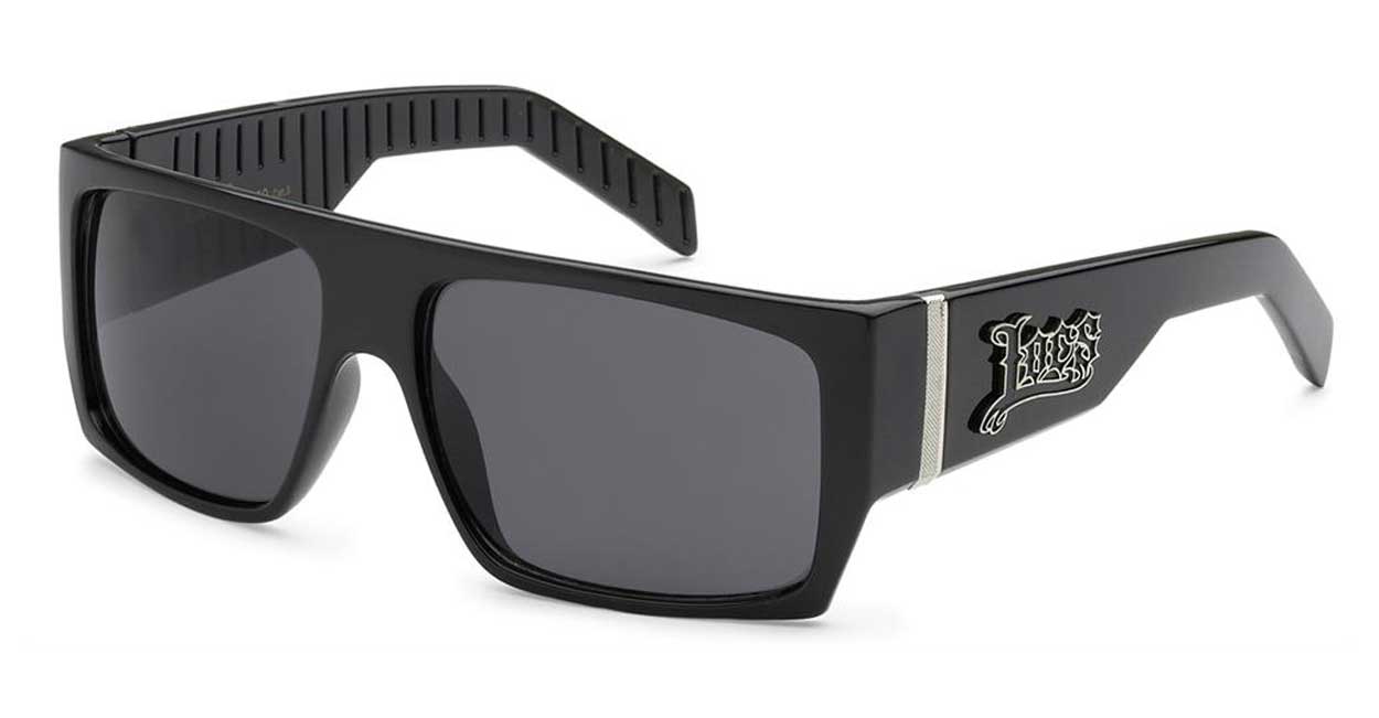 LOCS Hardcore 91010 men's UV400 sunglasses in black with super dark Category 3 lenses