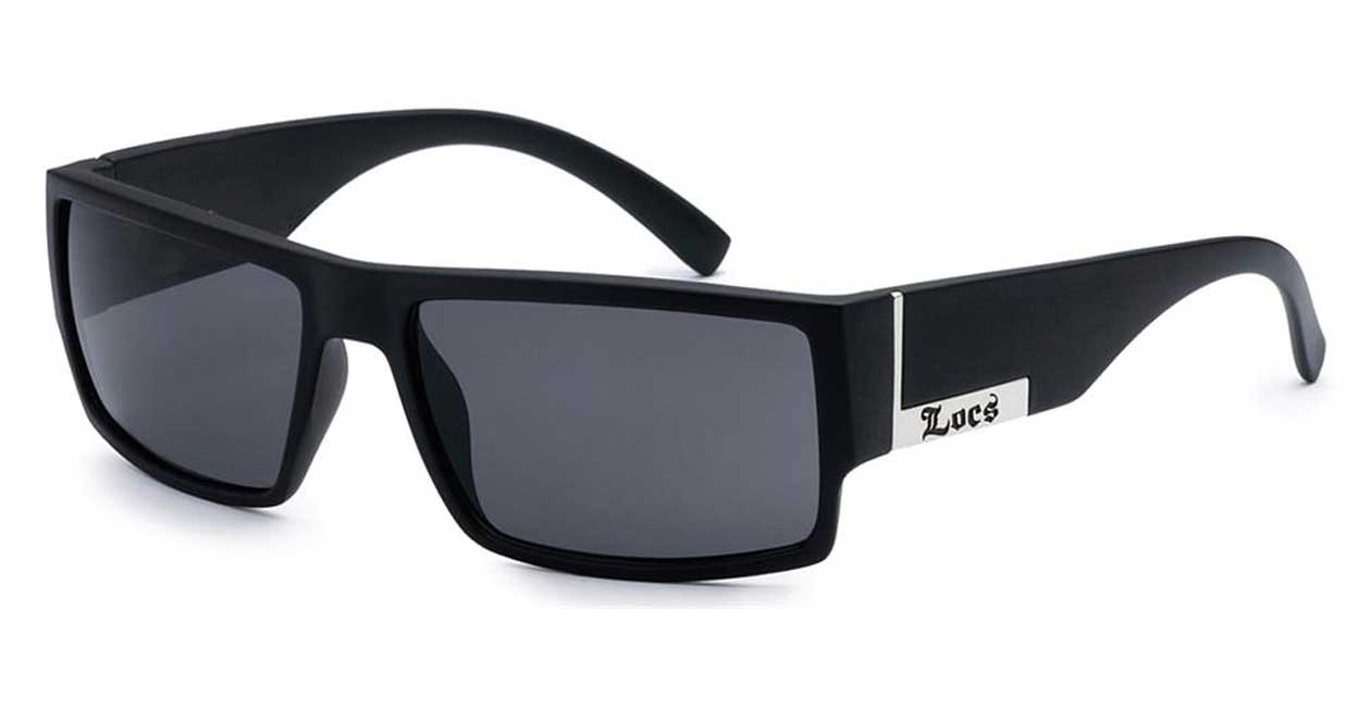 LOCS Hardcore 91026 men's UV400 sunglasses in matt black with super dark Category 3 lenses