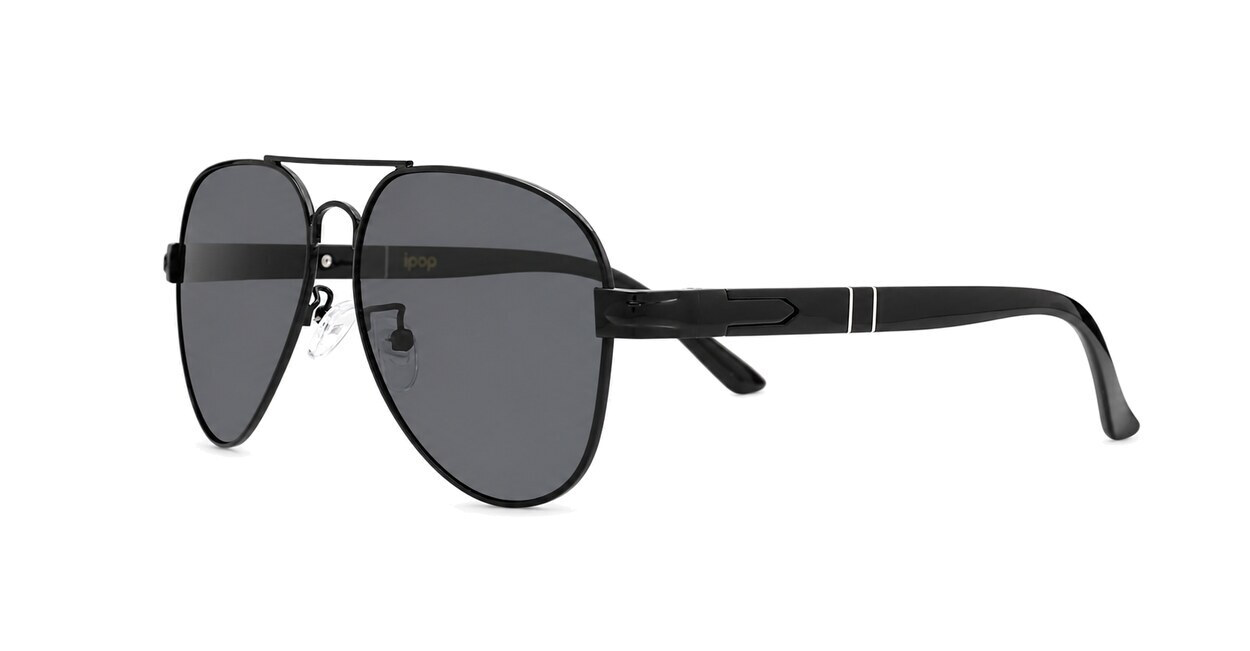 Polarised aviator sunglasses with slim metal frame and double bridge
