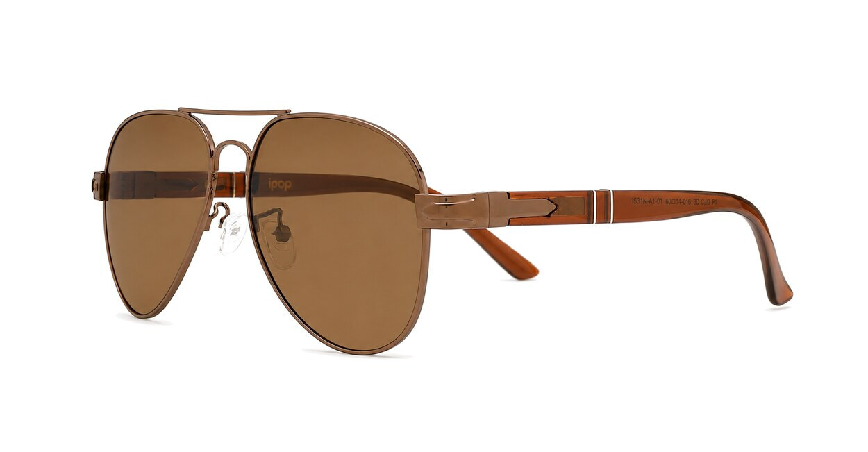 Polarised aviator sunglasses with slim metal frame and double bridge