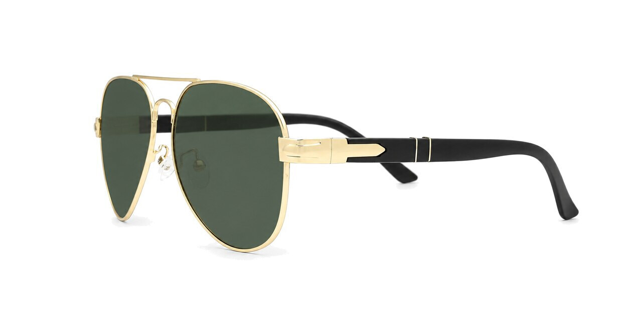 Polarised aviator sunglasses with slim metal frame and double bridge