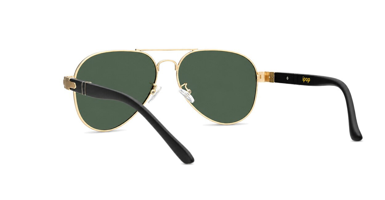 Polarised aviator sunglasses with slim metal frame and double bridge