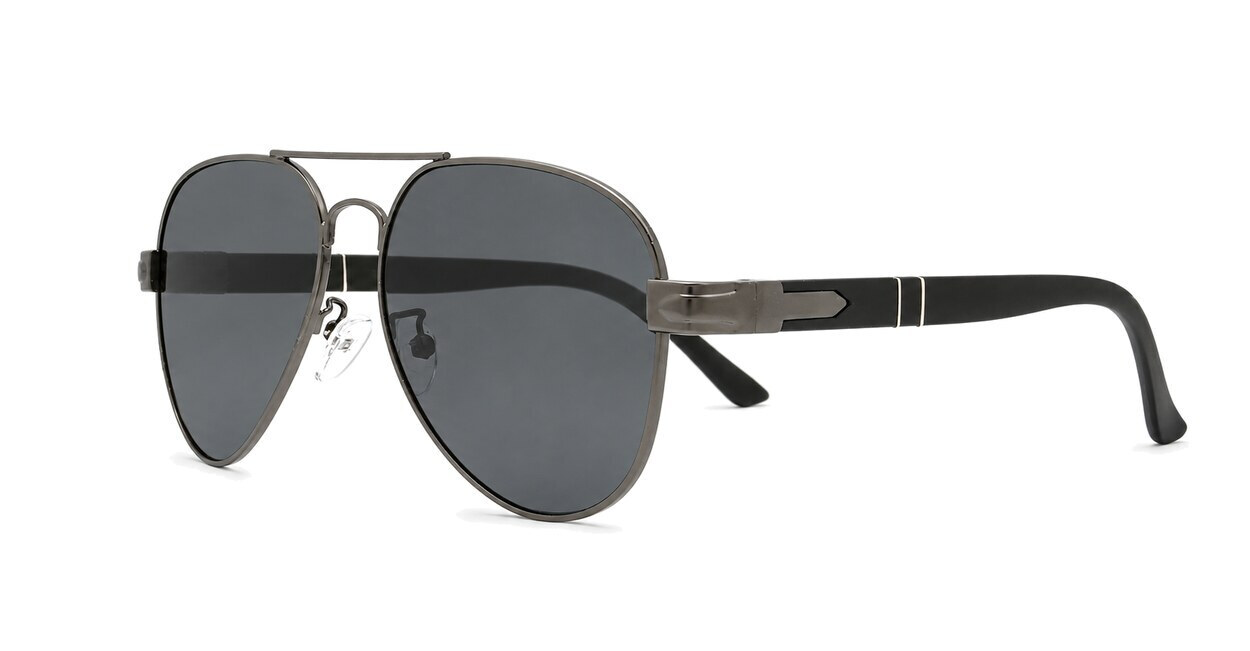 Polarised aviator sunglasses with slim metal frame and double bridge
