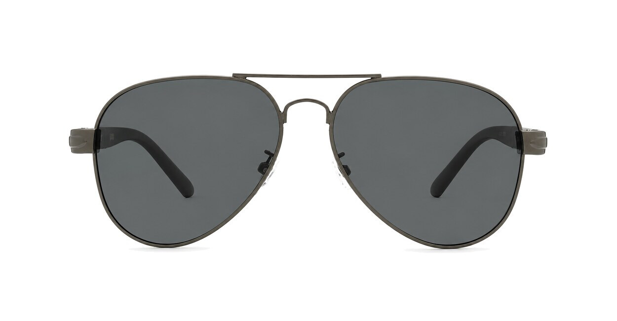 Polarised aviator sunglasses with slim metal frame and double bridge