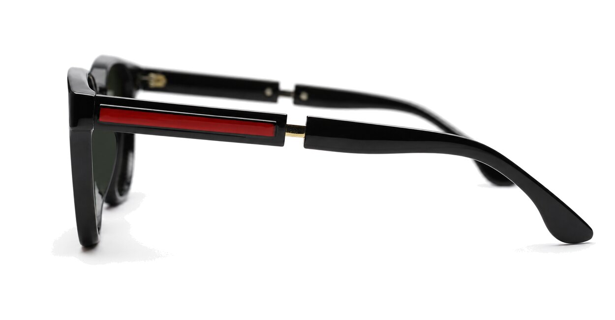  Kahu chunky round polarised sunglasses colour pinstripe temples unisex