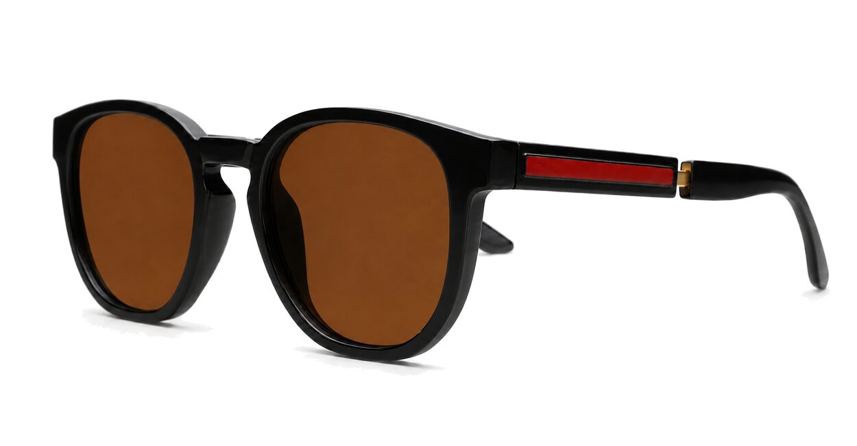  Kahu chunky round polarised sunglasses colour pinstripe temples unisex