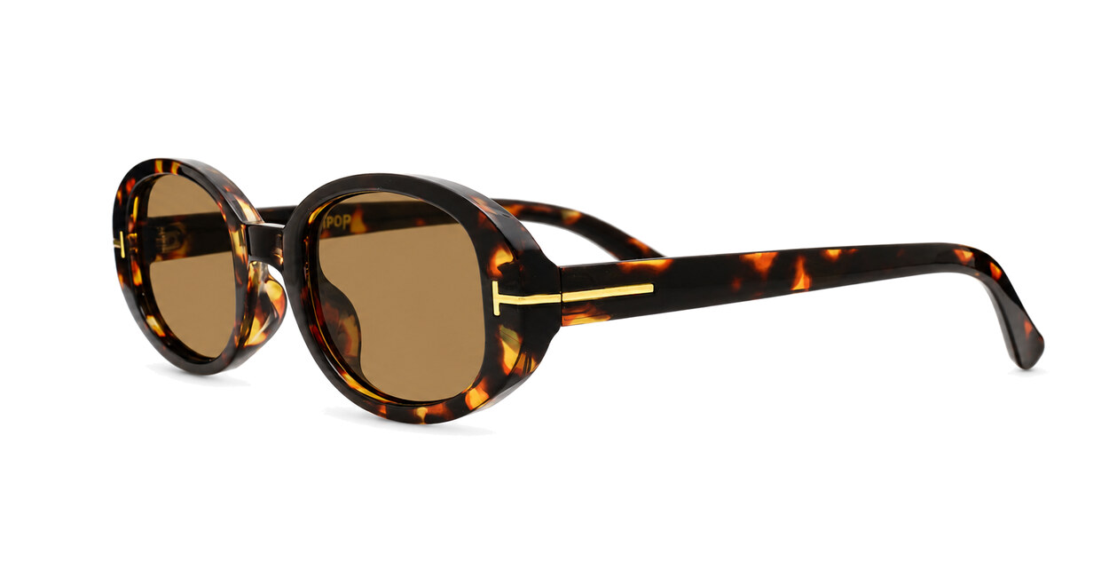 Vintage oval sunglasses with tortoise frame and gold detailing