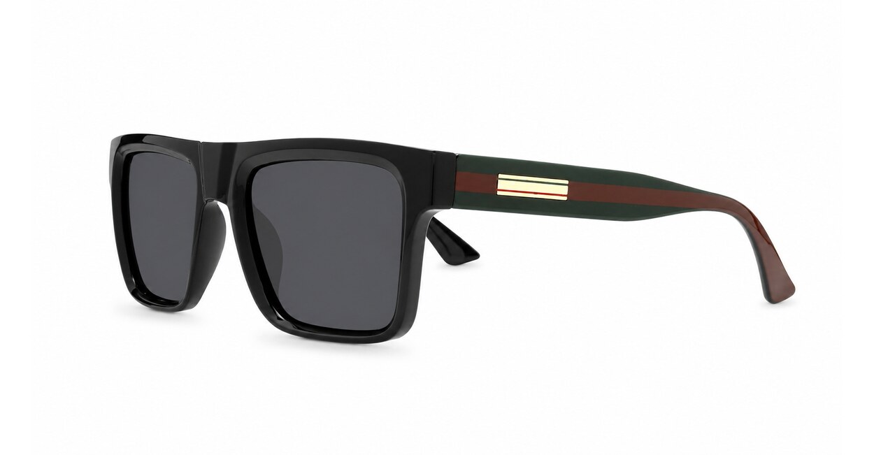 Dusk polarised sunglasses with striped temples and metal inlays