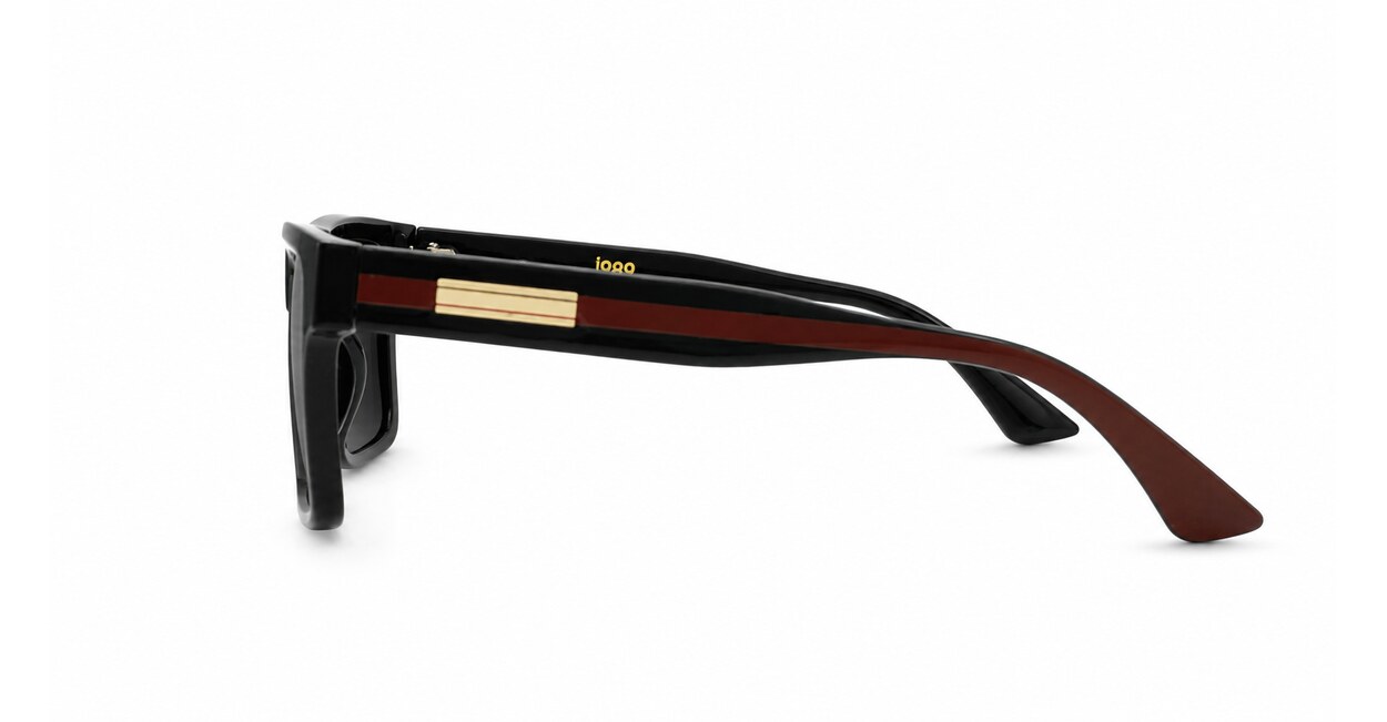 Dusk polarised sunglasses with striped temples and metal inlays
