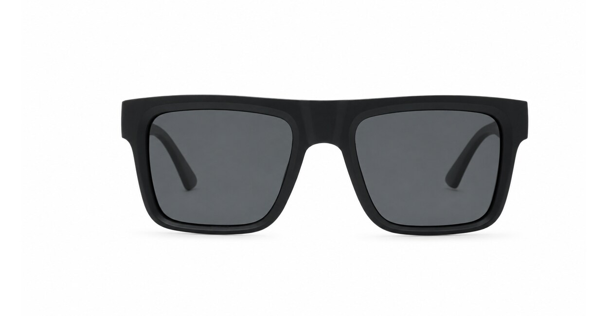 Dusk polarised sunglasses with striped temples and metal inlays