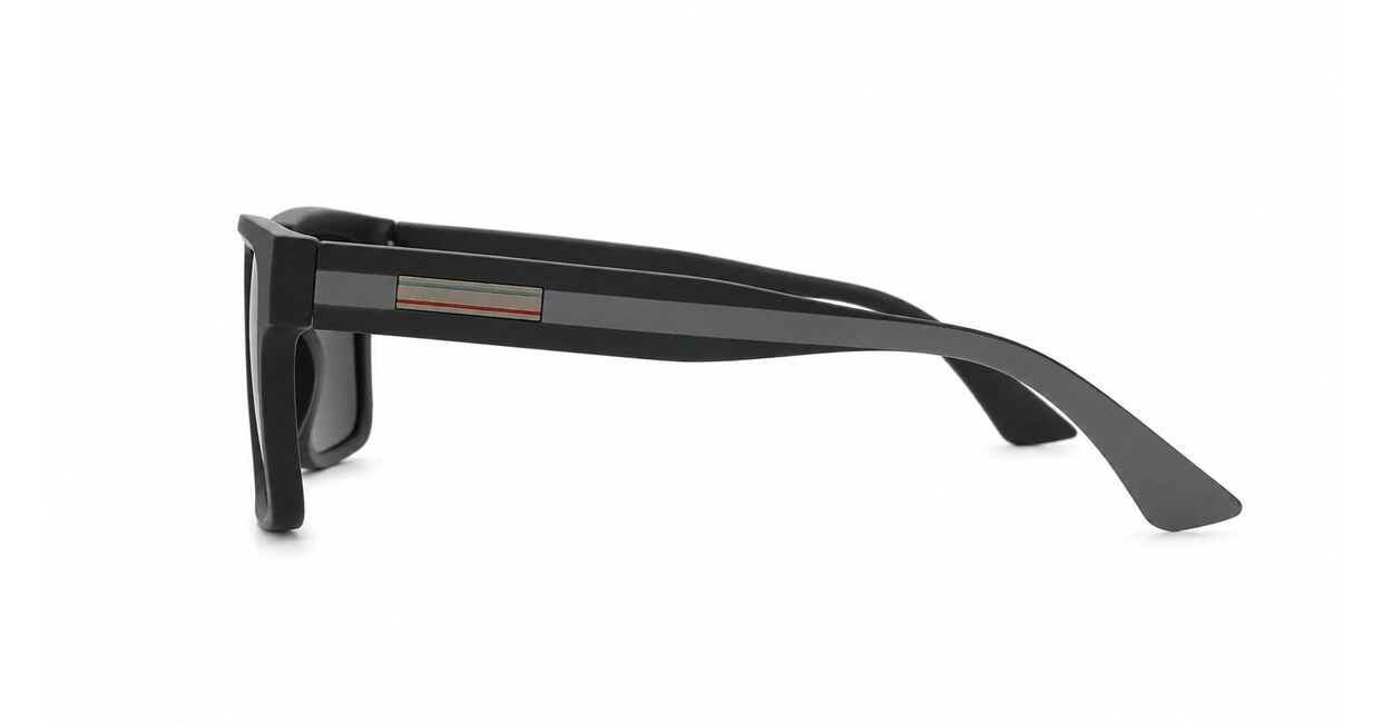 Dusk polarised sunglasses with striped temples and metal inlays