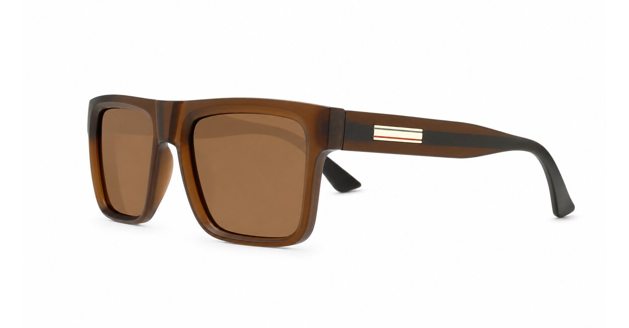 Dusk polarised sunglasses with striped temples and metal inlays