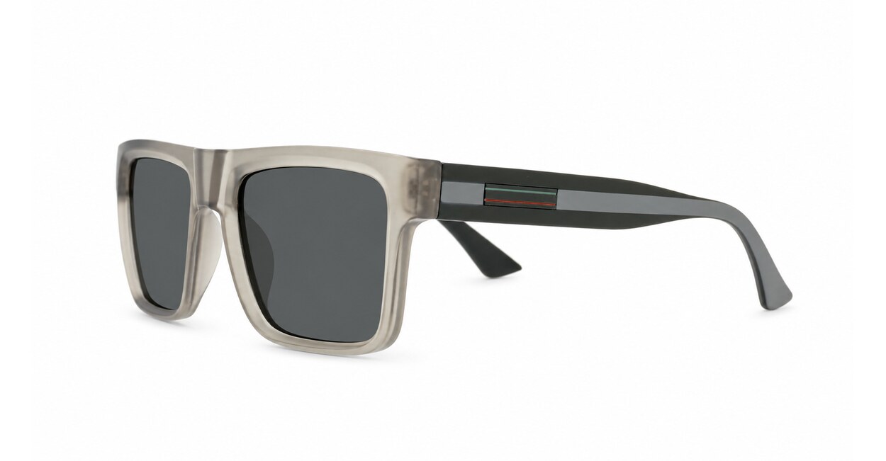Dusk polarised sunglasses with striped temples and metal inlays