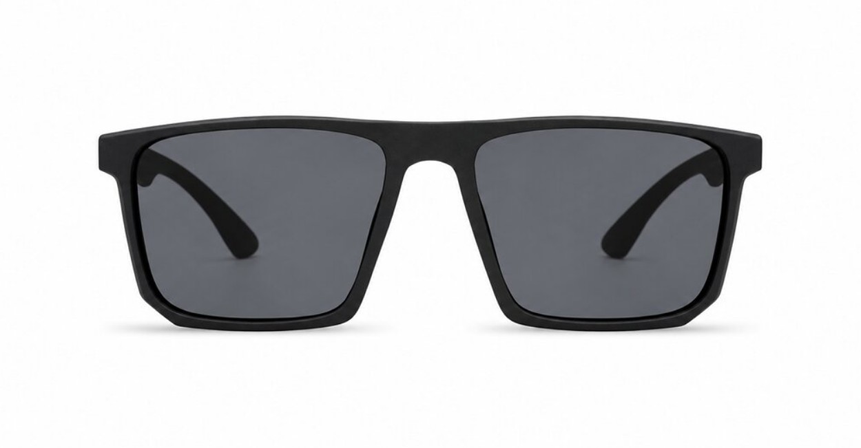 Men's polarised sunglasses with super dark lenses and metal temple detail, iPOP NZ