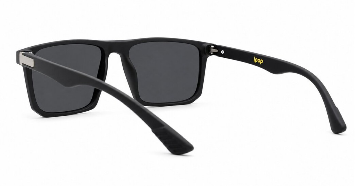 Men's polarised sunglasses with super dark lenses and metal temple detail, iPOP NZ
