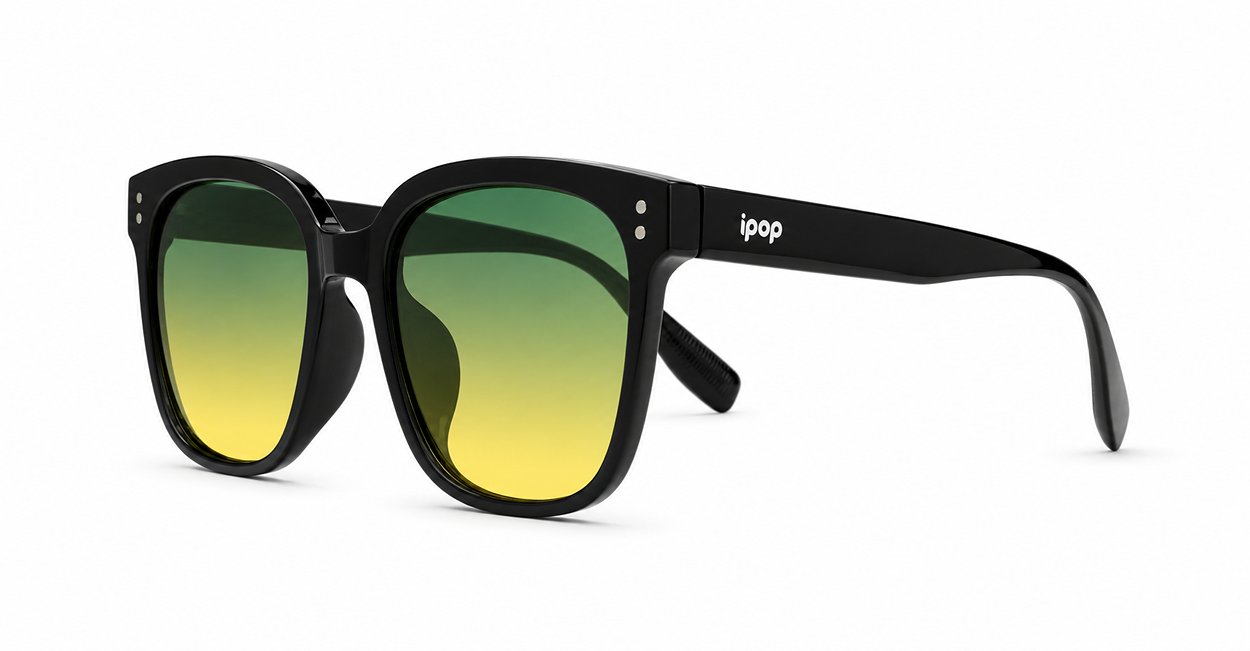 Women's large square sunglasses with silver pips, iPOP NZ