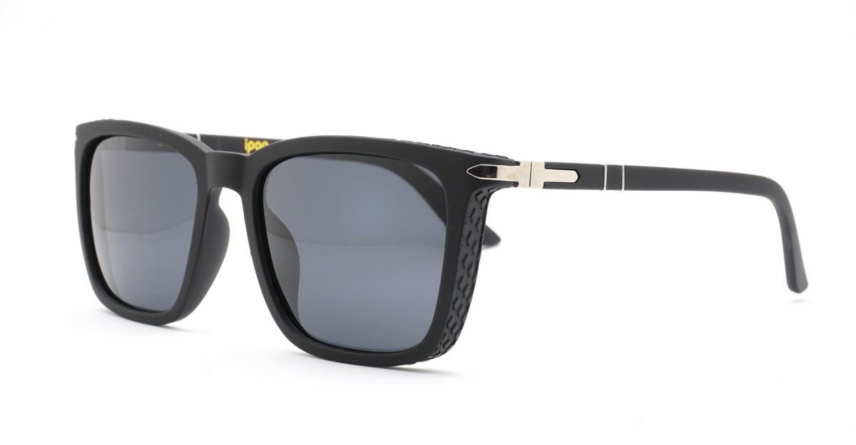 Men's classic polarised sunglasses with silver detailing on frames and temples