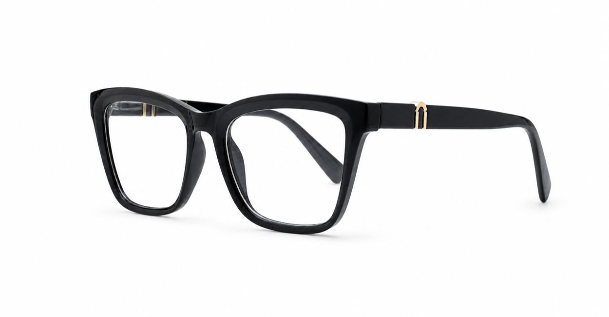 Womens blue light glasses NZ with soft square frame and gold temples